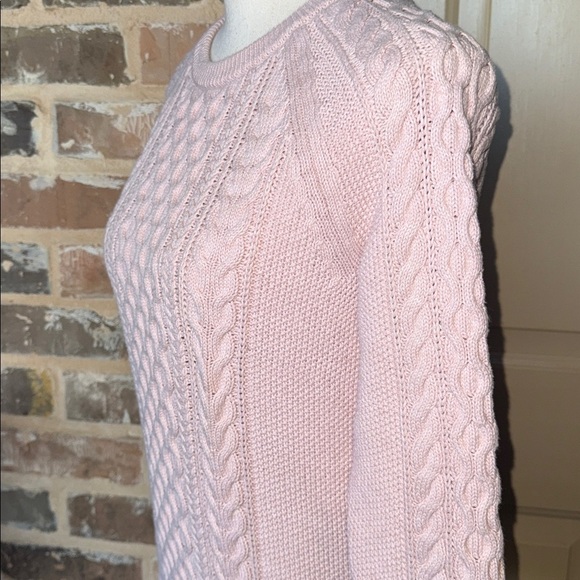 GAP Light Pink Cable Knit Cotton Sweater Mixed Weave Preppy Cozy Cabincore Sz S - Picture 11 of 12